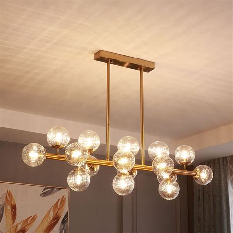 Buy Moooni 16 Lights Modern Rectangle Chandelier Gold Pendant Ceiling ...