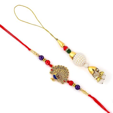 CraftVatika Raksha Bandhan Rakhi Set of 2 for Brother and Bhabhi ...