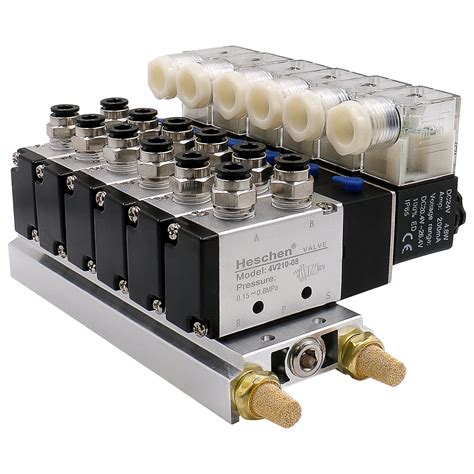 Buy HeschenElectrical Pneumatic 6 Solenoid Valve 4V210-08 DC 24V PT1/4 ...