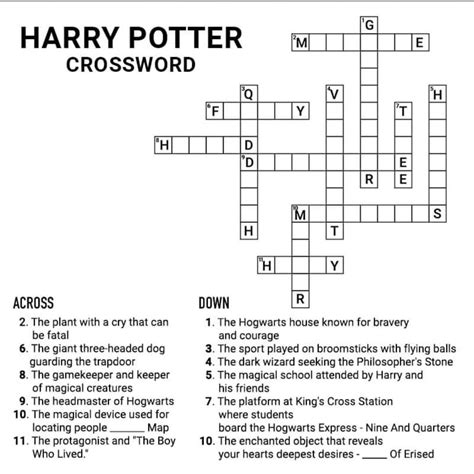 Printable Harry Potter Crossword Puzzles – PrintableLib