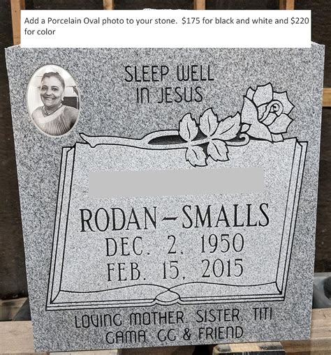 Upstate Stone Works Granite Memorial Headstone Die and Base (5 Designs ...