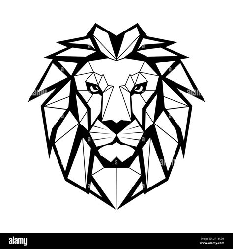 Lion logo design. Abstract black geometric lion head. Lion face drawing ...
