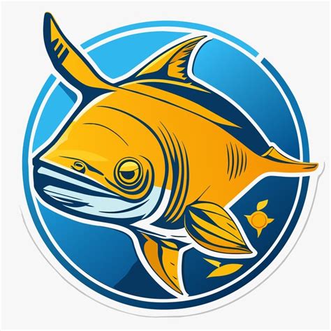 Albacore tonijn hand getekend cartoon sticker pictogram concept ...