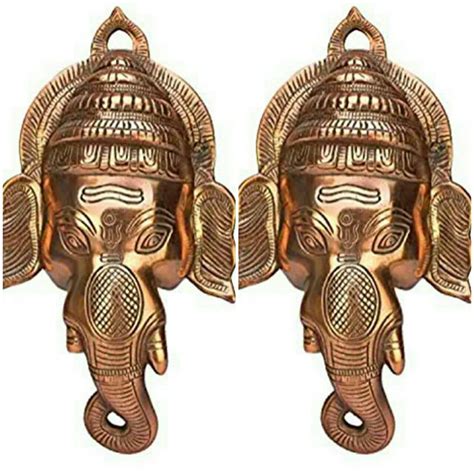 Buy Sun Handicraft Metal Golden Ganesha On Leaf Wall Hanging Sculpture ...