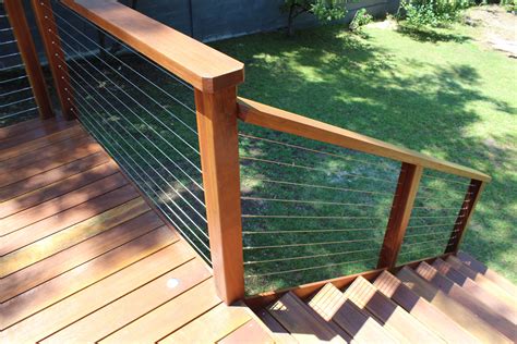 Harwood balustrade with stainless steel tension wires! | Railings ...
