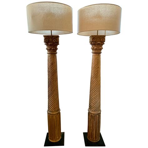 Restoration Hardware Corinthian Hand Carved Column Floor Lamps at 1stDibs