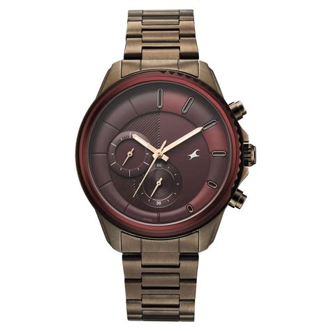 Buy Online Fastrack Wild Quartz Chronograph Maroon Dial Chrome K ...