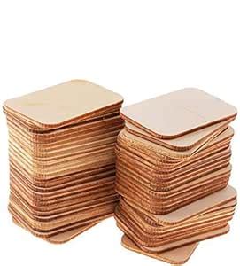 WoodWork Wooden Shape Rectangle Tag (Without Hole | 30 mm | Pack of 50 ...