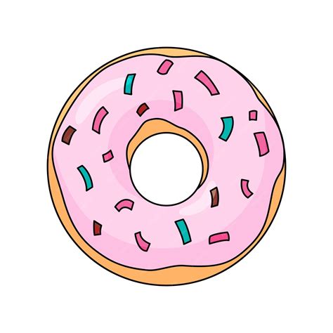 Premium Vector | Pink donut with strawberry icing and colorful ...