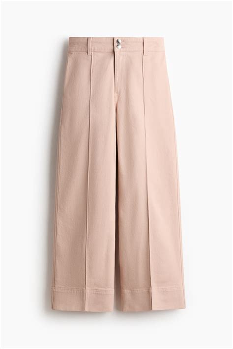 Women's Light coral pink Wide High Ankle Jeans | H&M IN