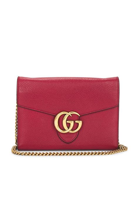 FWRD Renew Gucci GG Marmont Wallet On Chain in Red | REVOLVE