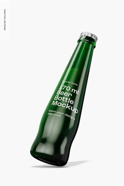 170 ml beer bottle mockup, leaned | Premium PSD