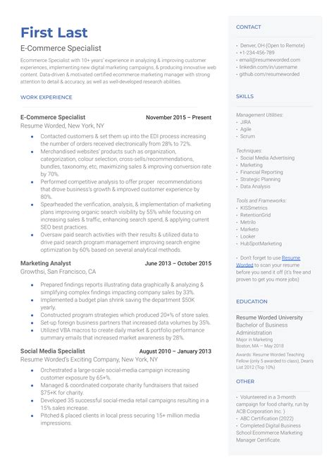 5 E-Commerce Resume Examples for 2025 | Resume Worded