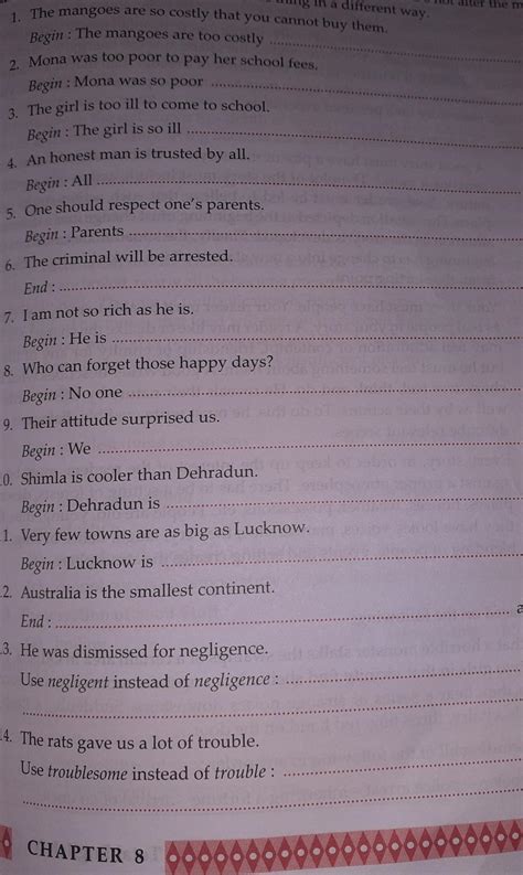 Rewrite the following according to the instructions given after each ...