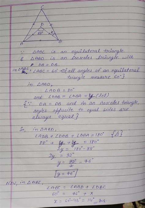 In Fig 14.13 ABC is an equilateral triangle and ABD is an isoceles ...