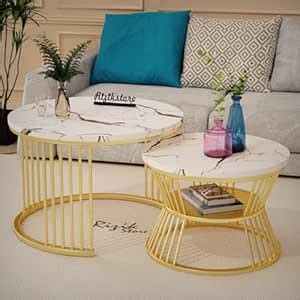 RIZIK STORE® Iron Frame Handmade 20.5" x 20.5" Round Coffee Table ...