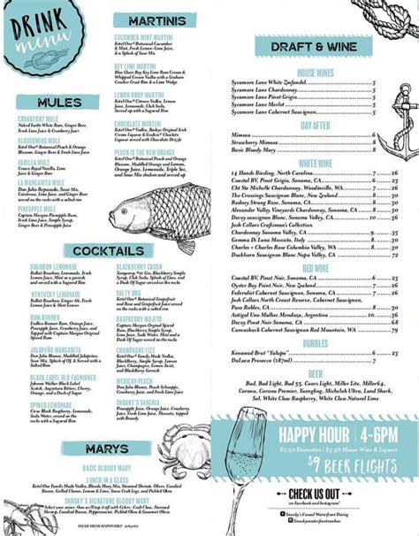 Snooky's on the Water in Little River, SC | Bar Menu