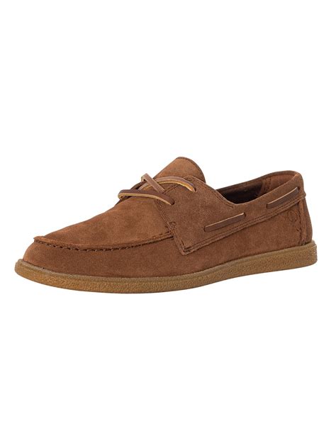 Clarks Clarkbay Go Suede Boat Shoes - Cola | Standout