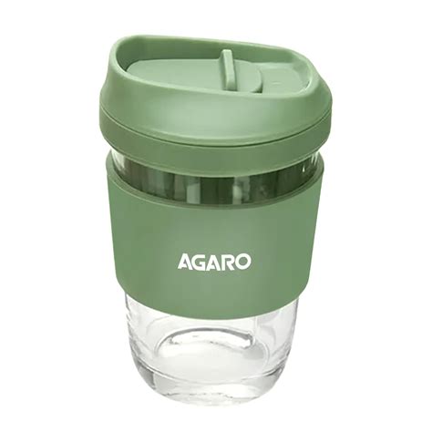 Buy AGARO Imperial Travel Glass Coffee Mug with Locking Sipper Lid and ...
