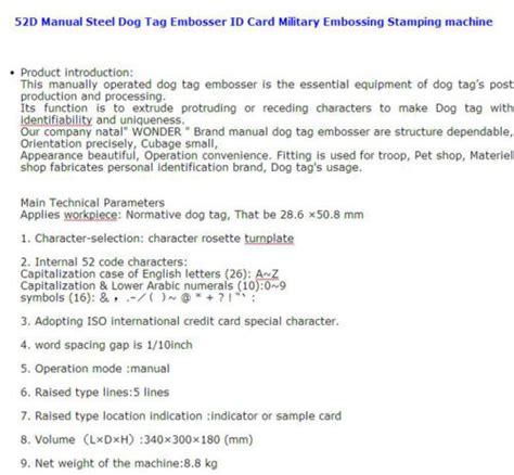 Dog Tag Embosser Machine 52 Characters Dog Steel | Ubuy India