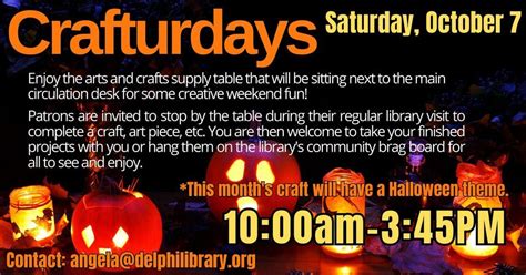 Crafturdays, Delphi Public Library, October 7 2023 | AllEvents.in