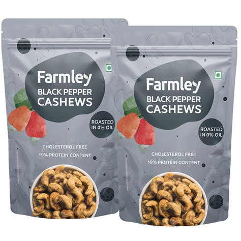 Farmley Premium Roasted Dry Nut Cashew Snacks Pack of 2, 160g Each ...