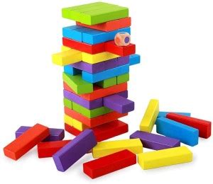 Ambivert Best Quality Colorful Jenga Wooden Blocks Challenging Colorful ...