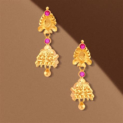 Bell-Shaped Gold Jhumka Earrings