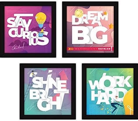 FATMUG Framed Wall Paintings Inspiring Quotes For Office and Home - Set ...