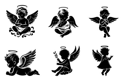 Free vector baby angel set silhouette vector illustration | Premium AI-generated vector
