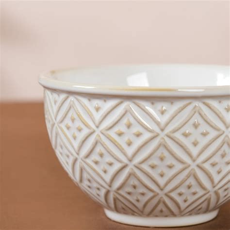 Chevron Ceramic Bowl 300 ml Online - Premium Snack Bowl | Nestasia