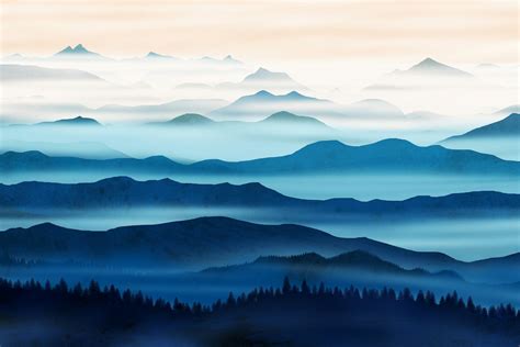 The blue valleys wallpaper | Happywall