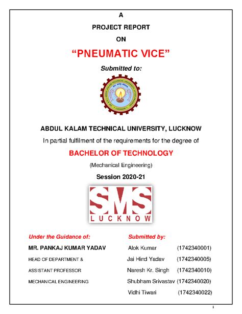 Final Final Pneumatic Vice Project Report-1 - i A PROJECT REPORT ON ...