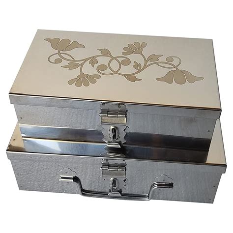 GinoSet® Stainless Steel Storage Boxes,Cash Peti, Pooja Peti, Vanity ...