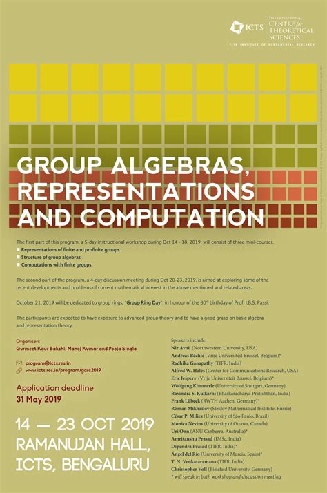 Group Algebras, Representations and Computation | ICTS