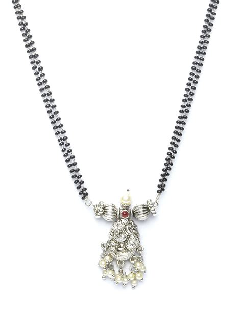 Black Artificial Stones Silver Plated Set of 2 Mangalsutra – Priyaasi