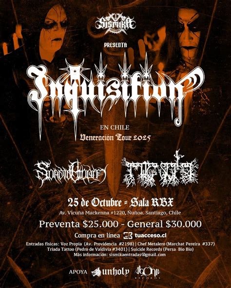 INQUISITION "Veneracion tour 2025" Santiago Chile, Rock Bar Xperience ...