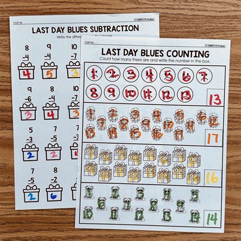 Last Day Blues Math Printables - Simply Kinder + Printable Membership