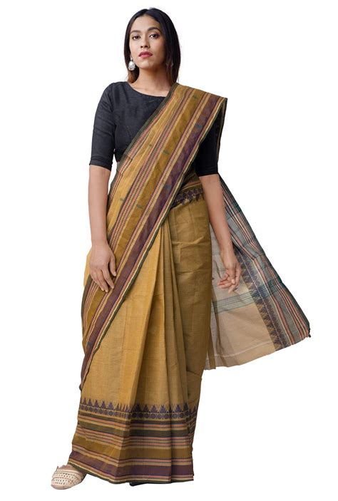 Buy UNNATI SILKS Women's Kanchi Handloom Cotton Saree (UNM39879+Brown ...