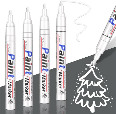 SAKEYR White Paint Pens Permanent Paint Markers, 4 Pack Oil Based ...