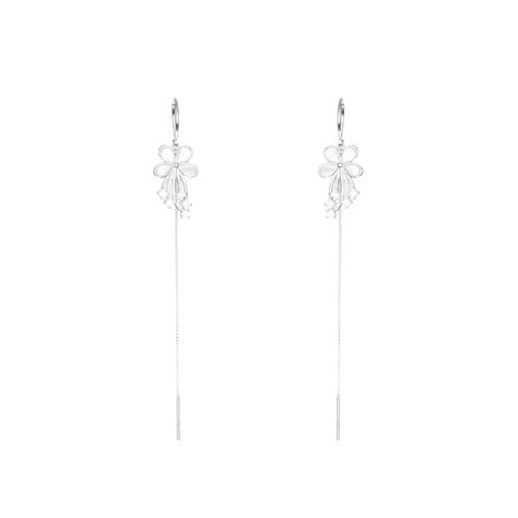 The Silver Bloom Petal Threader Earrings - 925 Silver – White Velvet