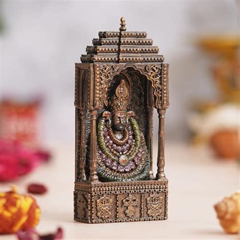 Buy eCraftIndia Rustic Gold Handcrafted Lord Khatu Shyam Baba Ji Idol ...