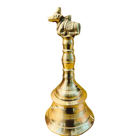 BRASS POOJA BELL WITH NANDHI FOR TEMPLE POOJA RITUALS – Alackal Bell Metals