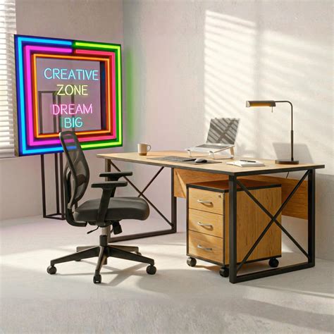 FFO Wooden Study & Office Table | Office Desk with 3-Drawer Pedestal ...