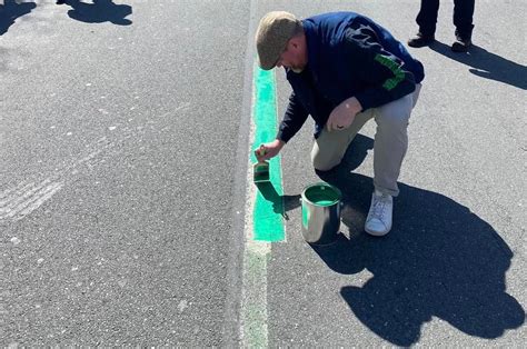 2023 Painting of the Green Line, Intersection of 4th and King Streets ...