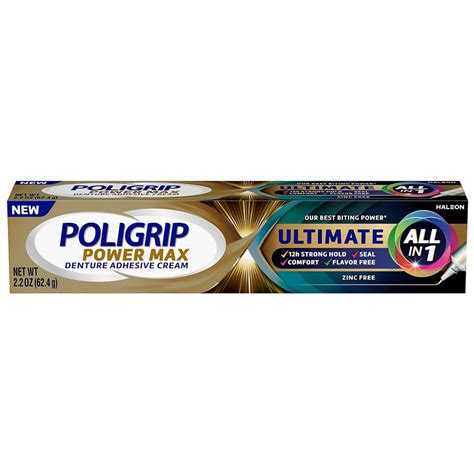 Super Poligrip Power Max Ultimate All-In-1 Denture Adhesive Cream ...