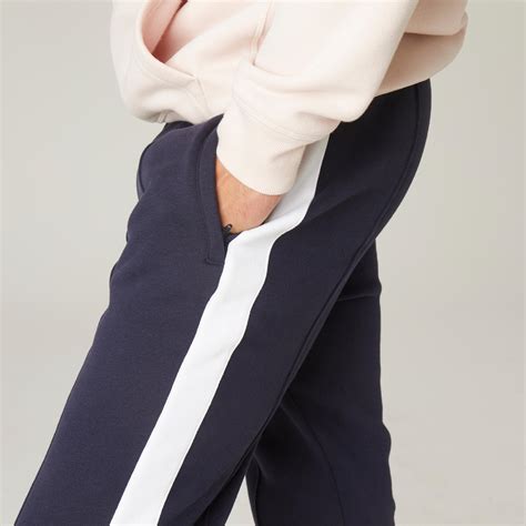 Men's Gym Cotton Fleece Slim Fit Jogging Bottoms - Blue/Black