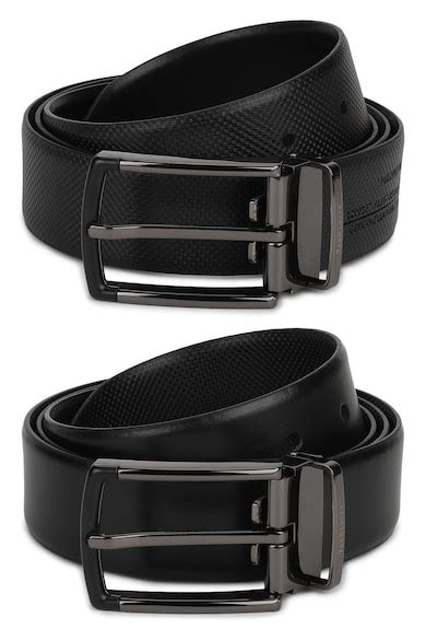 Buy Men Black Textured Formal Belt Online - 388342 | Van Heusen