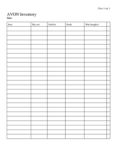 Free Avon Receipt Template