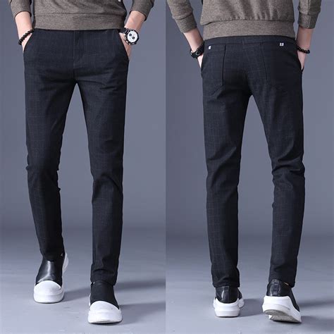 Grid Print Slim Fit Pants // Style 3 // Navy (28) - Amedeo Exclusive ...